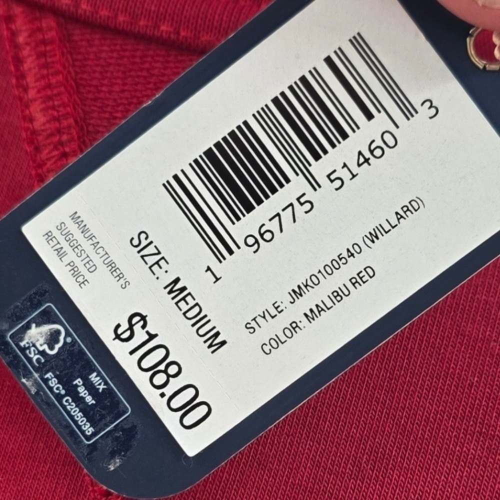 JOHNNIE-O CREWNECK MENS MEDIUM RED PERFORMANCE SWEATSHIRT WILLARD DRIRELEASE NEW - Picture 11 of 16